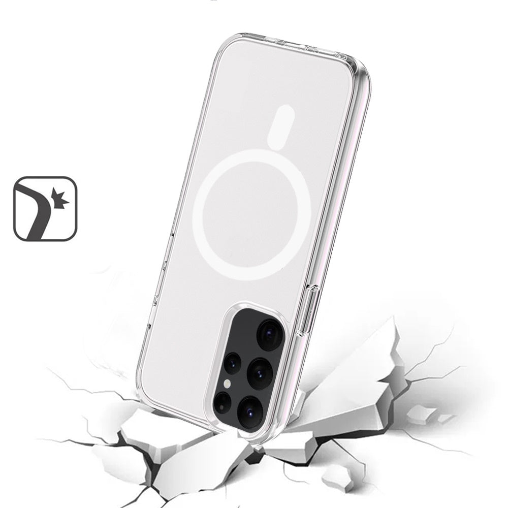 For Apple iPhone 17 AIR MagSafe Compatible Transparent Hybrid Case with Magnetic Circle, Shock Absorption TPU Rubber Case Cover Clear