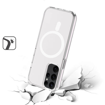 For Apple iPhone 17 AIR MagSafe Compatible Transparent Hybrid Case with Magnetic Circle, Shock Absorption TPU Rubber Case Cover Clear