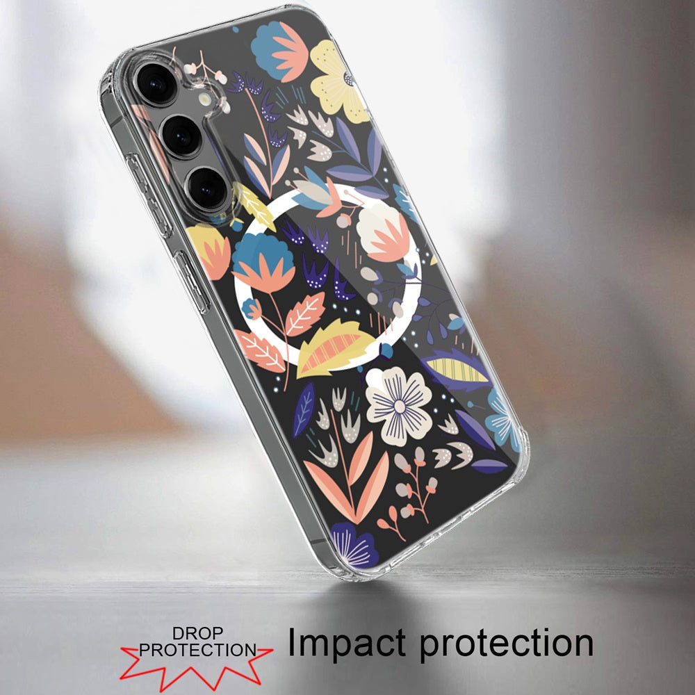 Hybrid Flower Design Stylish Fashion Case, MagSafe Compatible, Thick Shockproof Hard PC