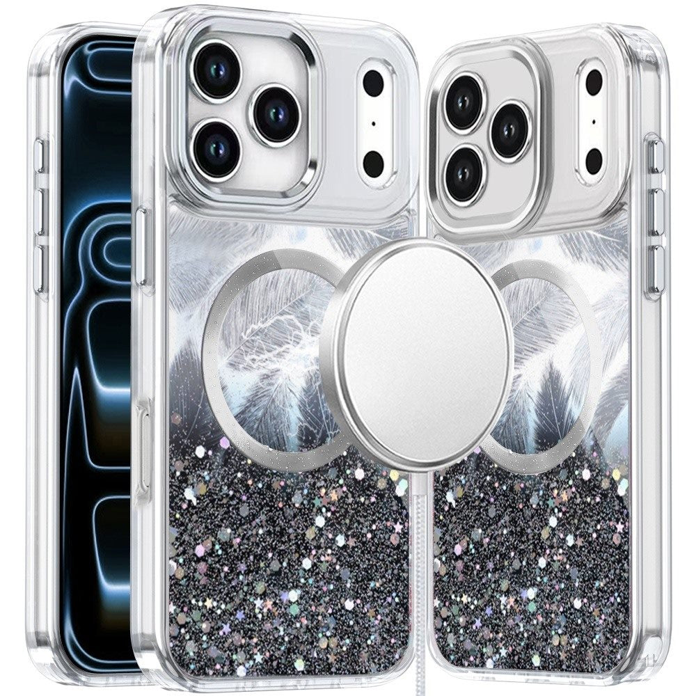 Phone Case for Apple iPhone 18 Pro Magnetic Epoxy Glitter Shimmer Crystal Hybrid Shockproof Slim Grip Anti Scratch Protective Clear Cover