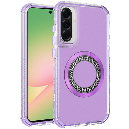 For Samsung Galaxy A57 Magnetic Circle Compatible with Magsafe, Hybrid Chrome 3in1 Transparent Shockproof TPU Bumper Case Cover