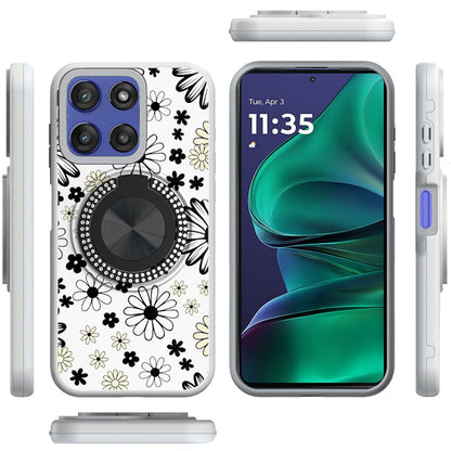 For Motorola Moto G Stylus 5G 2026 /2025 Pattern Design Hybrid with Invisible Ring Stand & Magnetic Back, Shockproof Protective Grip Case Cover
