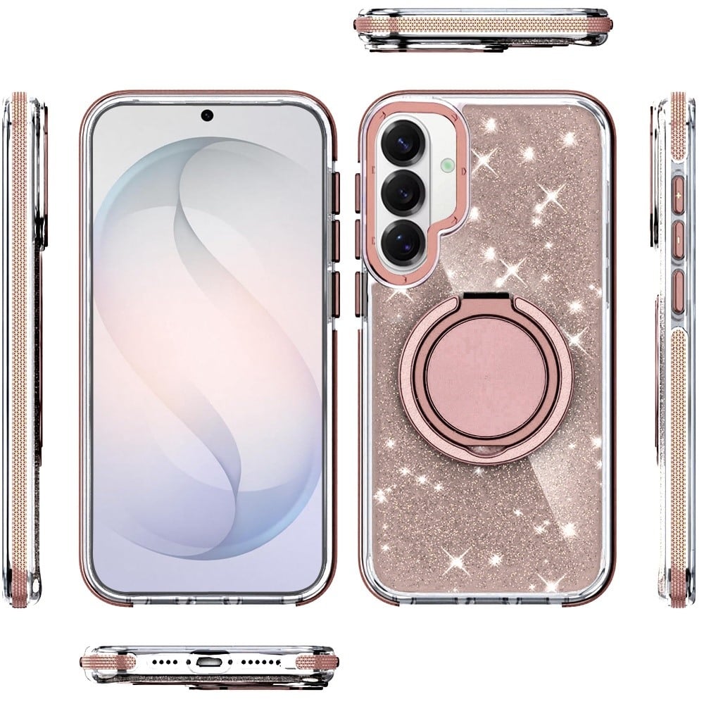 Phone Case for Samsung Galaxy S26 FE /Fan Edition Magnetic Hybrid 360 Rotating Ring Kickstand Tough Hard PC Soft TPU Glitz Shimmer Glitter Shock Absorbing Cover