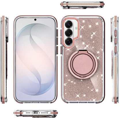 Phone Case for Samsung Galaxy S26 FE /Fan Edition Magnetic Hybrid 360 Rotating Ring Kickstand Tough Hard PC Soft TPU Glitz Shimmer Glitter Shock Absorbing Cover