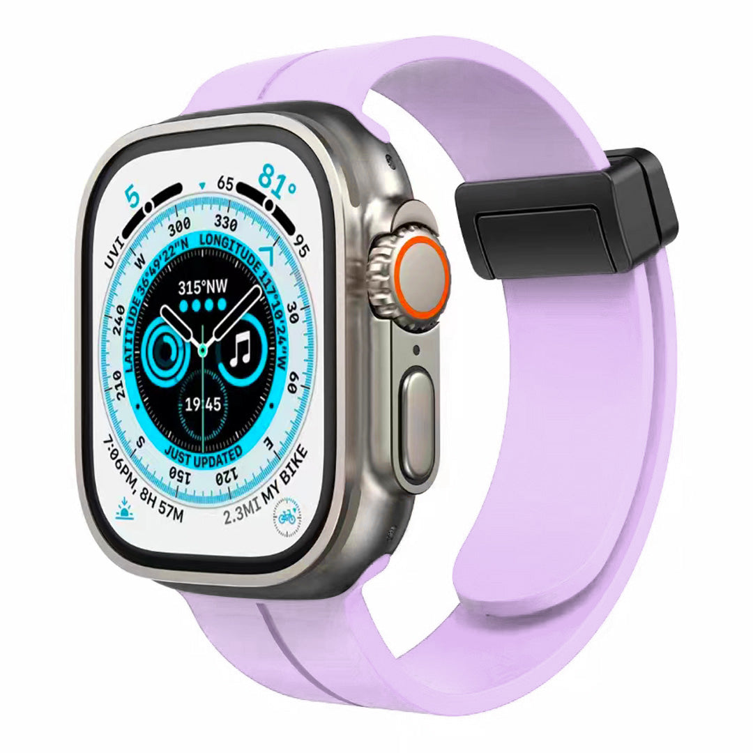 Watch Band for Apple Watch 42/44/45/46mm & Ultra 49mm, Series 4-10 & SE Premium Silicone Magnetic Buckle Adjustable Strap Secure Fit Flexible Soft Replacement