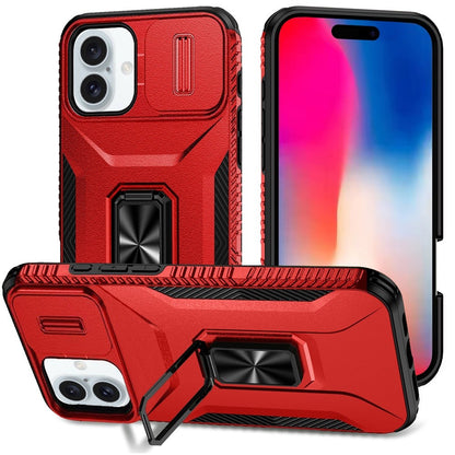 For Apple iPhone 16 Pro (6.3") Camera Cover Phone Case with Magnetic Rotation Ring Stand [Military Grade] Hybrid Hard Shockproof Case Cover