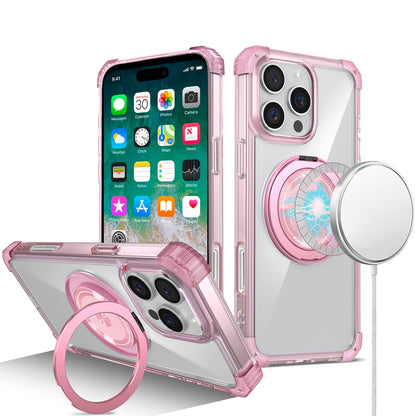 For Apple iPhone 16 Plus (6.7") Magnetic [Compatible with Magsafe] with 360° Rotatable Ring Holder Invisible Stand Transparent Case Cover