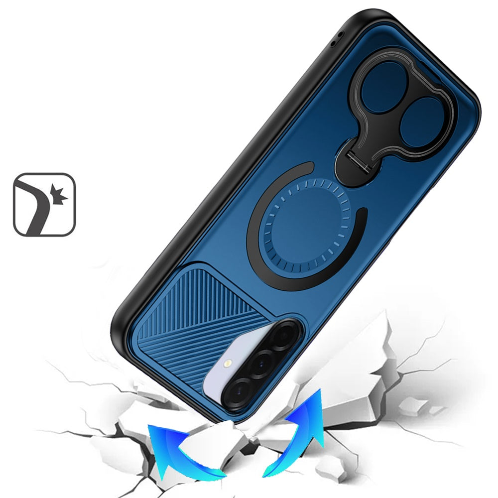 Phone Case for Galaxy A37 Magnetic 2 Ring Stand Car Mount Friendly Shockproof Rugged Grip Armor Dual Ring Kickstand Heavy Duty Hybrid Cover