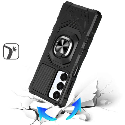 For Samsung Galaxy A16 5G Hybrid Dual Layer with 360° Rotate Magnetic Ring Stand Holder Kickstand TPU Rugged PC Shockproof Case Cover Silver