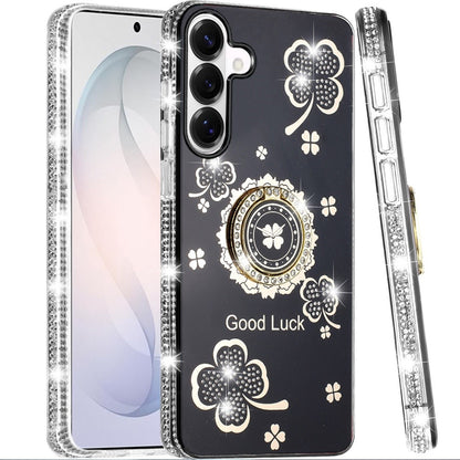 Phone Case for Samsung Galaxy S26 FE /S26 Fan Edition Glitter Diamond Ring Stand Sparkle Rhinestone Edge AntiSlip Kickstand Luxury Fashion Bumper Shockproof Cover