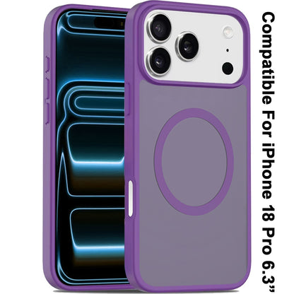 Phone Case for Apple iPhone 18 Pro Magnetic Matte Hybrid Shockproof Smooth Grip Durable Camera Protection Anti-Slip Soft Touch TPU Armor Cover Purple