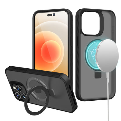 For Samsung Galaxy S26 Ultra Magnetic Circle Kickstand with MagSafe Compatibility, Matte Skin, Rugged Bumper, and Ring Holder Case Cover Black