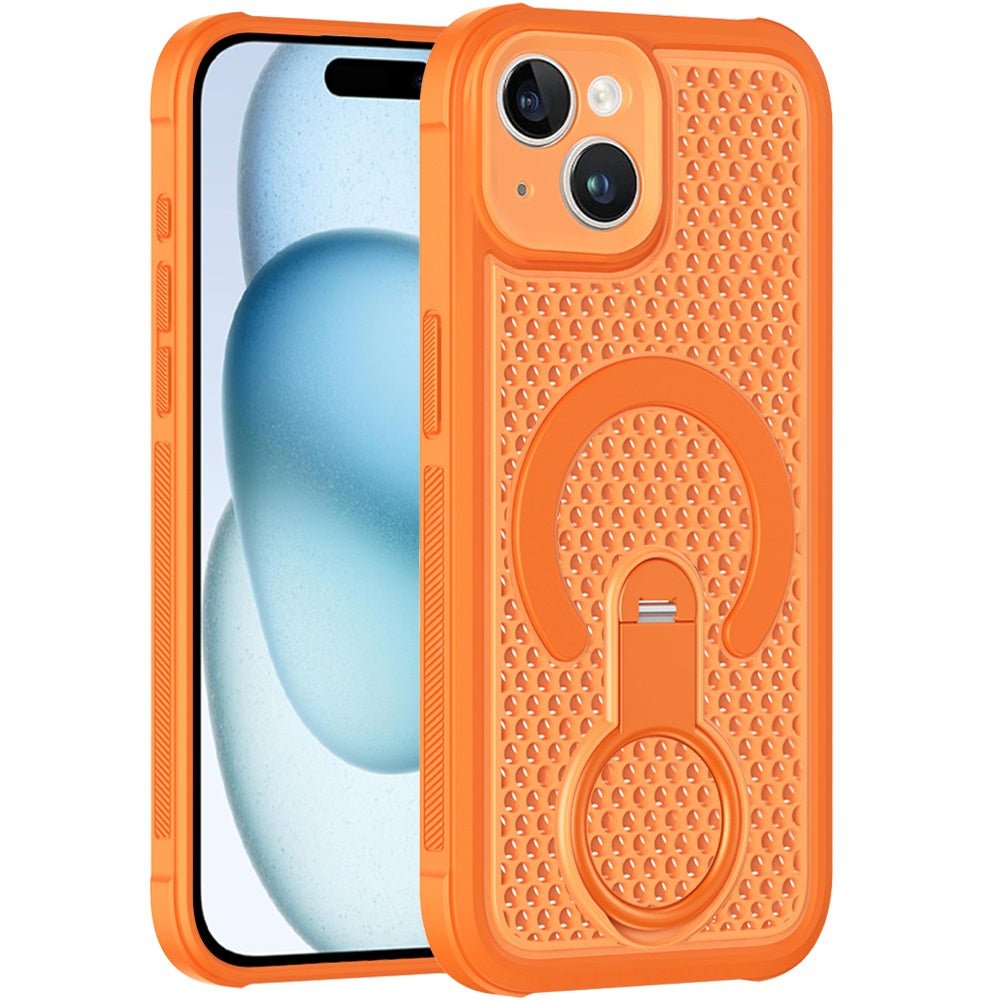 Phone Case for Apple iPhone 15 Magnetic Honeycomb Hybrid Rugged Armor Ring Kickstand Dual Layer Shock Absorbing Hard PC Soft TPU Cover