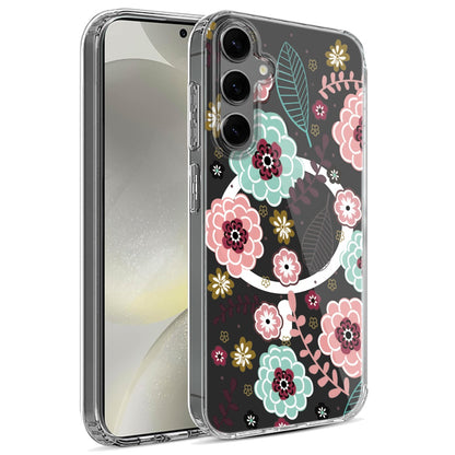 For Apple iPhone 17E /16E Hybrid Flower Design Stylish Fashion Case, MagSafe Compatible, Thick Shockproof Hard PC Case Cover