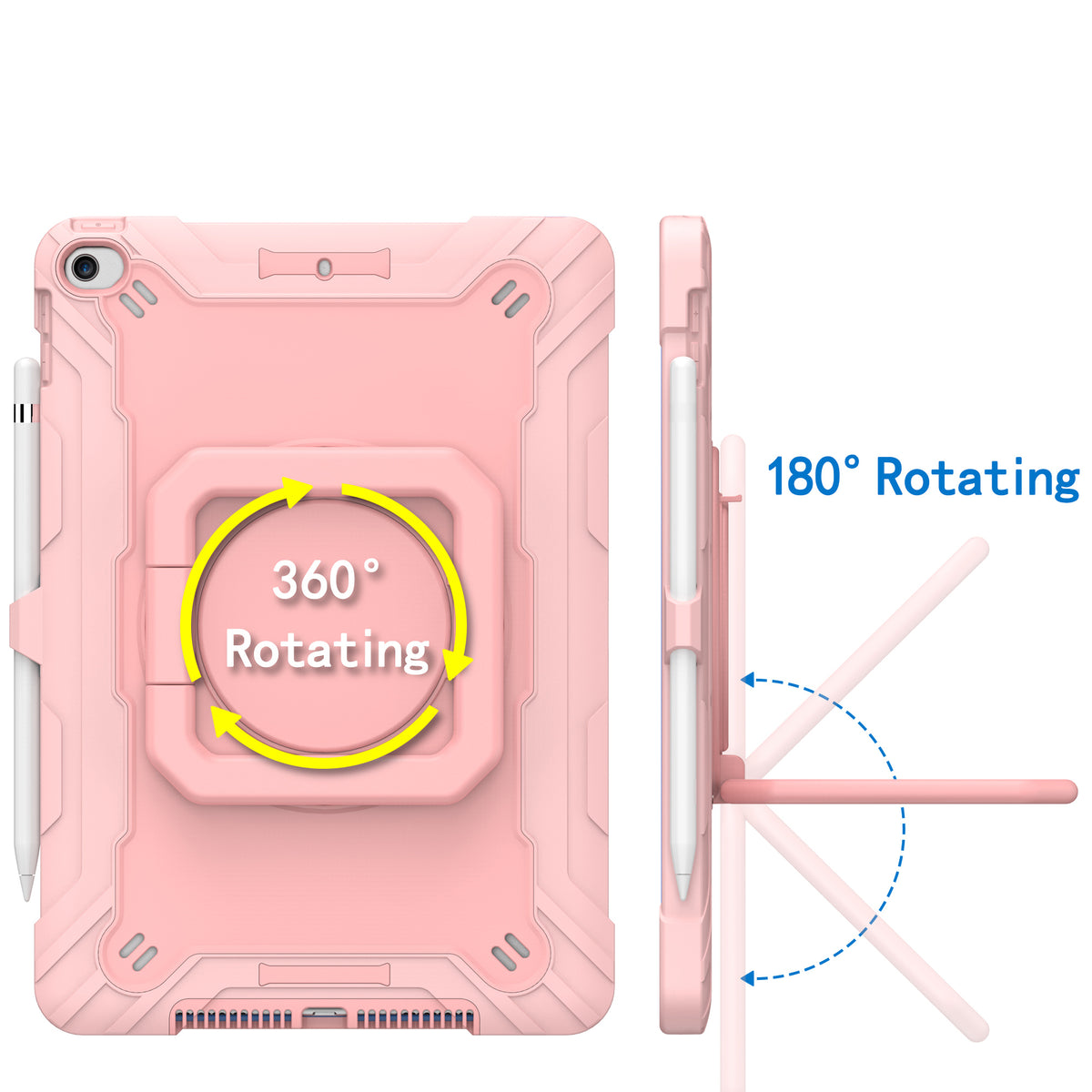Tablet Case for iPad (A16) 11th /10th Gen 2025/2022 (10.9") 361 Rotating Kickstand Hybrid Rugged Shockproof Armor Dual Layer Hard PC Soft TPU Drop Protection with Strap Cover Gold