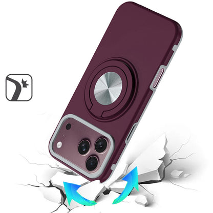 Phone Case for Apple iPhone 18 Pro Max Shockproof Magnetic Ring Stand Rotating CarMount Hybrid Metal Matte Finish AntiSlip Grip Kickstand Cover Purple