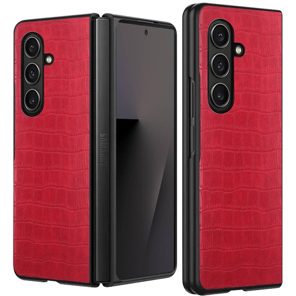 For Samsung Galaxy Z Fold 7 PU Vegan Leather Case, Premium Snap-On Hard Shell Cover, Slim Fit Protective Matte Finish Case Cover