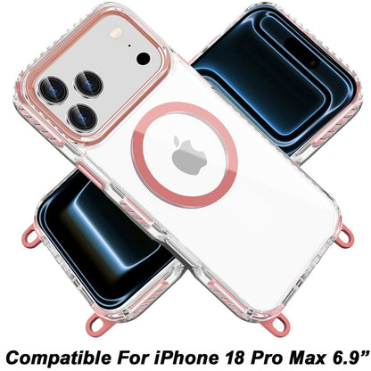 Phone Case for Apple iPhone 18 Pro Max Transparent Magnetic Lanyard Shockproof Hybrid Clear Grip Durable Camera Protection TPU Anti-Slip Design Cover