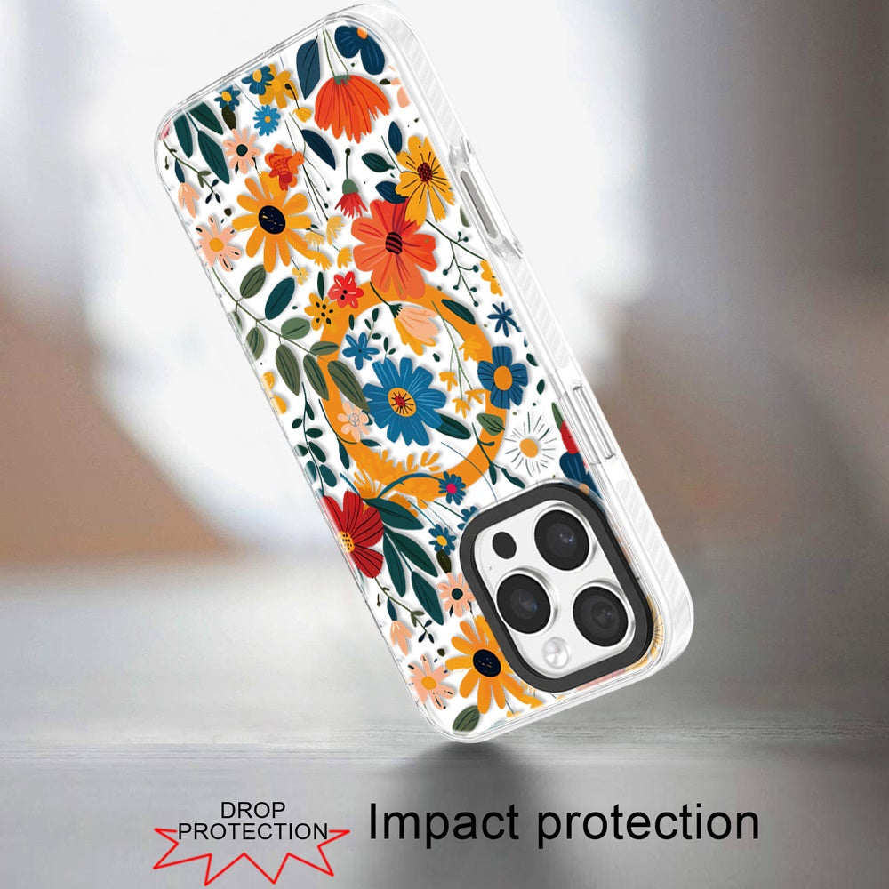 For iPhone 16 Pro Max (6.9") Magnetic Hybrid Stylish Design IMD Pattern, Compatible with MagSafe, Slim TPU Protector