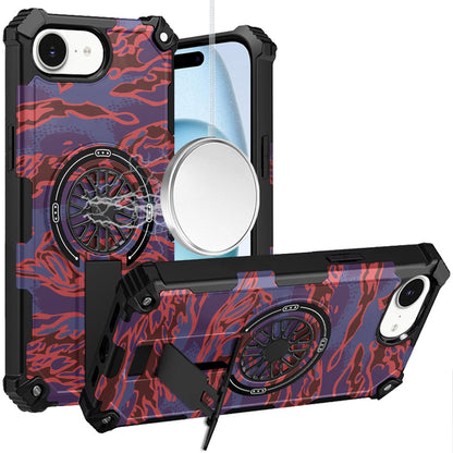 Phone Case for Apple iPhone 17E / iPhone 16E / iPhone SE4 Stylish Design Magnetic Car Mount Friendly Hybrid Rugged Grip Shockproof Kickstand Textured Armor Durable Cover Purple