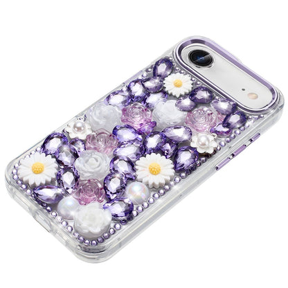 For Apple iPhone 17 Air (6.6") Fashion Daisy Floral Series, Full 3D Bling Crystal Diamonds Sparkling Rhinestone Glitter Hybrid Design Case Cover