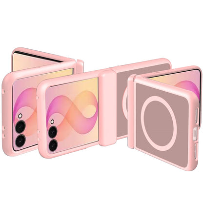 Phone Case for Samsung Galaxy Z Flip 8 Premium Matte Magnetic Foldable Hybrid Central Axis Hinge Protection Shock Absorbing TPU Slim Fit Hard PC Cover
