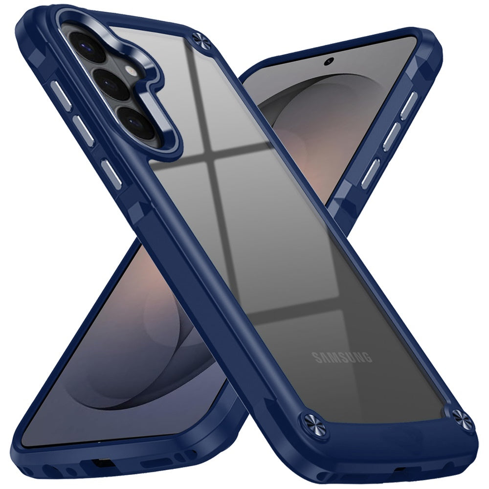 For Samsung Galaxy S26+ / S26 Plus Hybrid Transparent Rubber with Metal Buttons & Camera Edges Hard TPU Corner Frame Bumper Case Cover