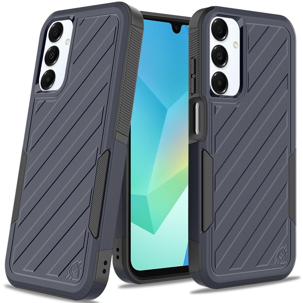 For Apple iPhone 16e Hybrid lined shockproof dual layer Rugged 2in1 Hard PC & Silicone TPU Non Slip Textured Tough Armor Case Cover Blue Navy