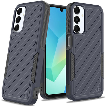 For Apple iPhone 16e Hybrid lined shockproof dual layer Rugged 2in1 Hard PC & Silicone TPU Non Slip Textured Tough Armor Case Cover Blue Navy