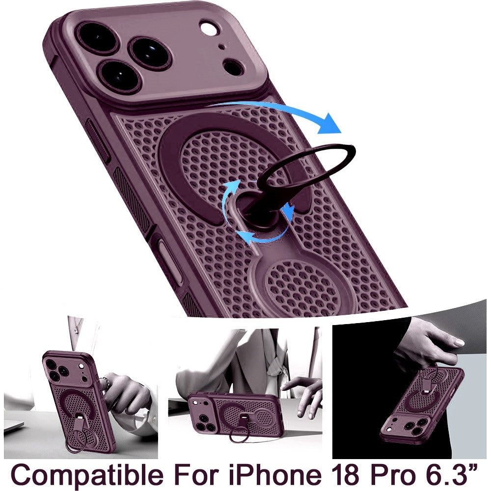 Phone Case for Apple iPhone 18 Pro/ 17 Pro Magnetic Honeycomb Hybrid Rugged Armor Ring Kickstand Dual Layer Shock Absorbing Hard PC Soft TPU Cover