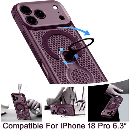 Phone Case for Apple iPhone 18 Pro/ 17 Pro Magnetic Honeycomb Hybrid Rugged Armor Ring Kickstand Dual Layer Shock Absorbing Hard PC Soft TPU Cover