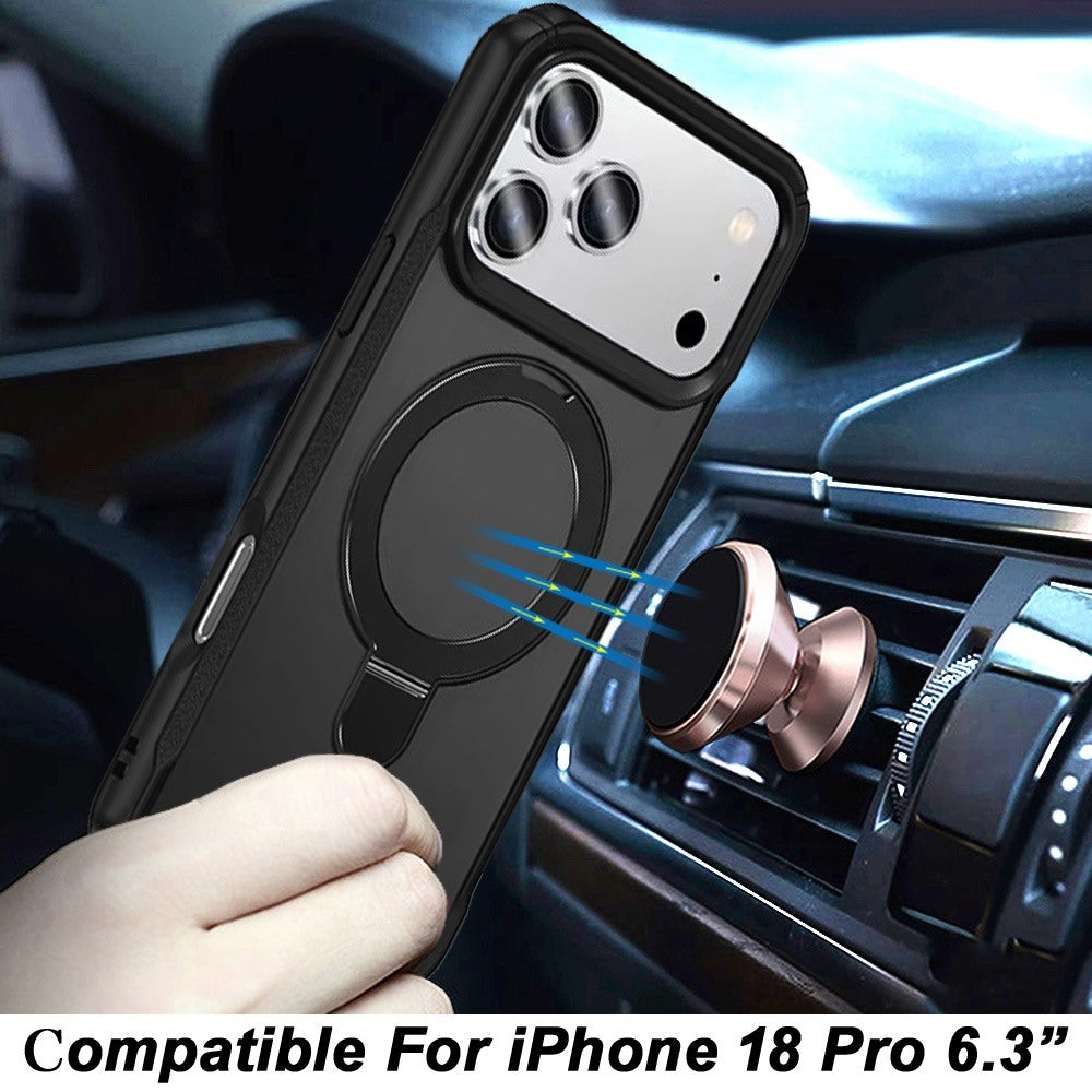 Phone Case for Apple iPhone 18 Pro Magnetic Ring Stand Matte Finish Shockproof Grip Slim Armor Heavy Duty TPU Protective Hybrid Cover