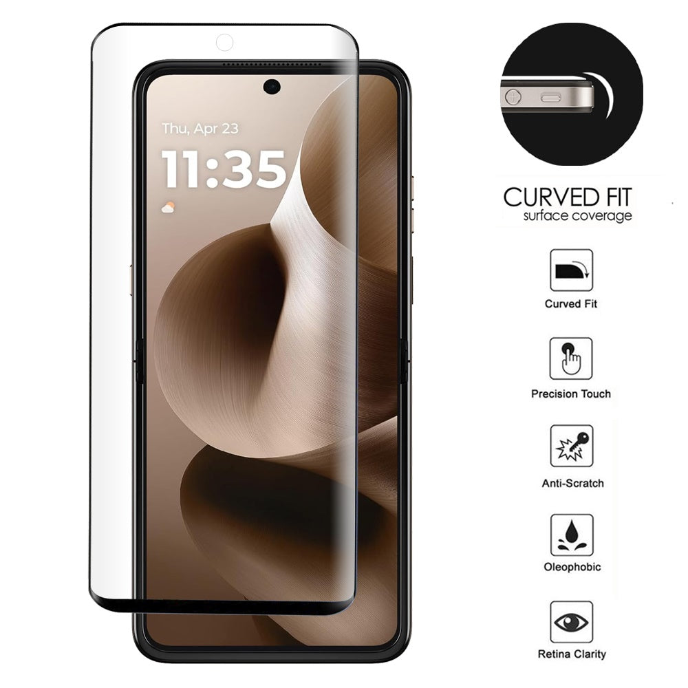 For Motorola Razr Ultra 2025 Front Tempered Glass Screen Protector Designed to allow Full functionality Black Edged 9H Glass Full Coverage Protector Black