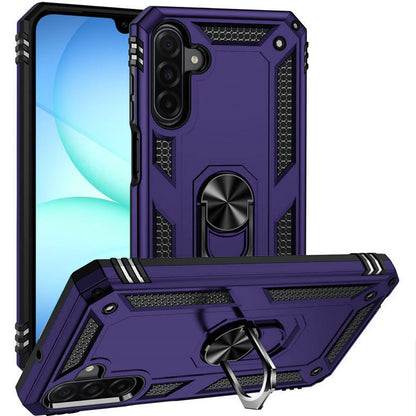 Phone Case for Samsung Galaxy A17 5G Rotatable Ring Stand Shockproof Hybrid Armor Anti Slip Heavy Duty Fit Magnetic Car Mount Durable Grip Cover Purple