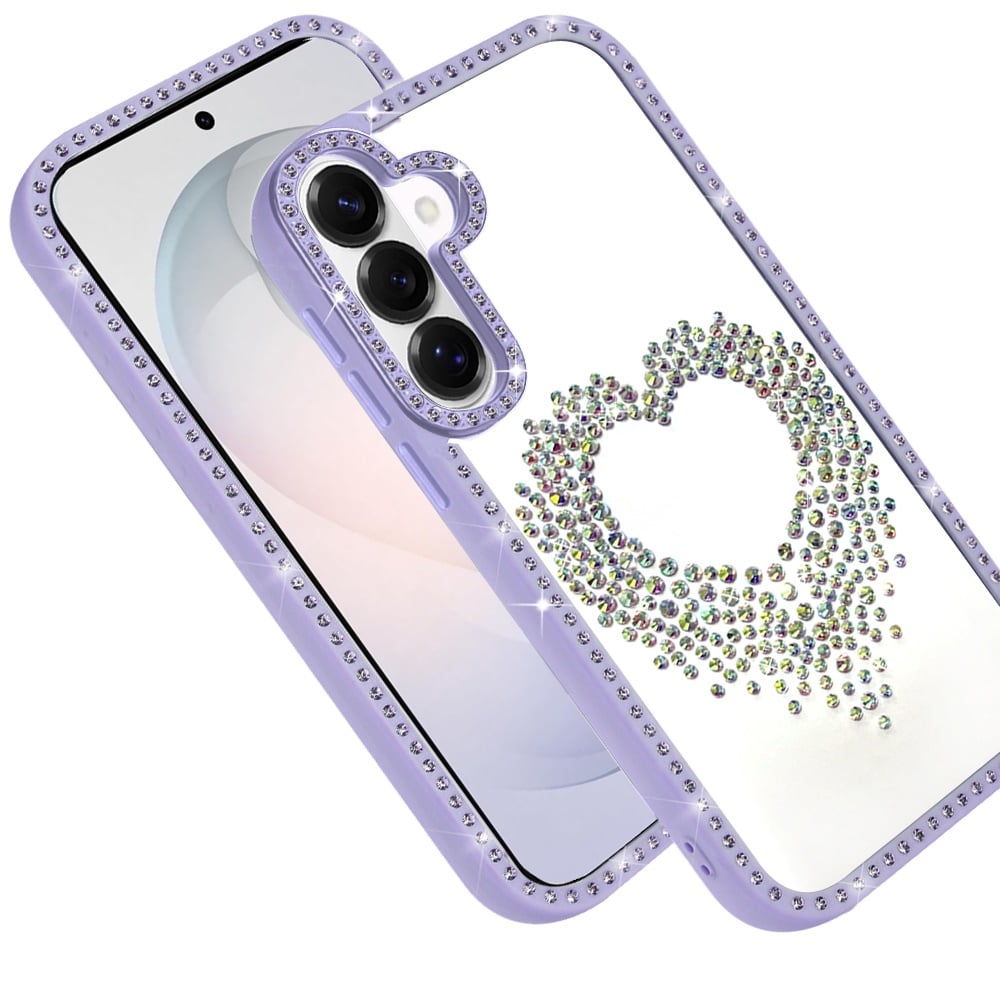 Phone Case for Samsung Galaxy S26 FE /S26 Fan Edition Angel Hearts Glitter Shimmer Diamond Edge Sparkle Hybrid Shockproof AntiSlip Grip Fashion Stylish Protective Bumper Cover