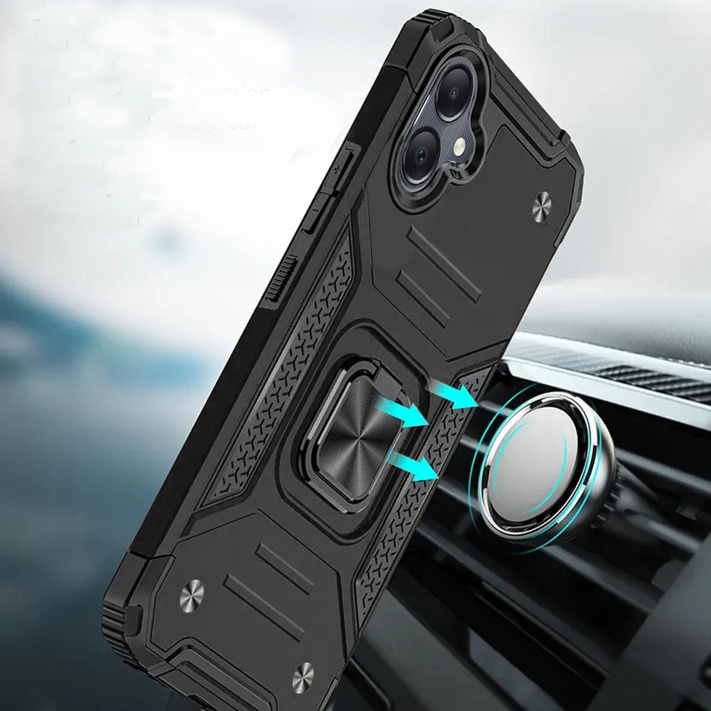 Phone Case for Samsung Galaxy A08 4G, A07 5G, A07 4G Magnetic Car Mount Hybrid Ring Stand Shockproof Rugged Grip Armor Heavy Duty Protective TPU Durable Cover