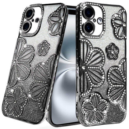 For Motorola Moto G Stylus 5G 2026 /2025 Luxury Flower Design Sparkle Glitter Diamond Rhinestone Shimmer Bling Plating Thick TPU Hard PC Case Cover