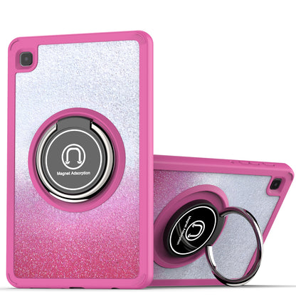 For Two-Tone Diamond Bling Hybrid Case with Magnetic Ring Stand Kickstand Frame Bumper Drop proof Pink Tablet Case Cover
