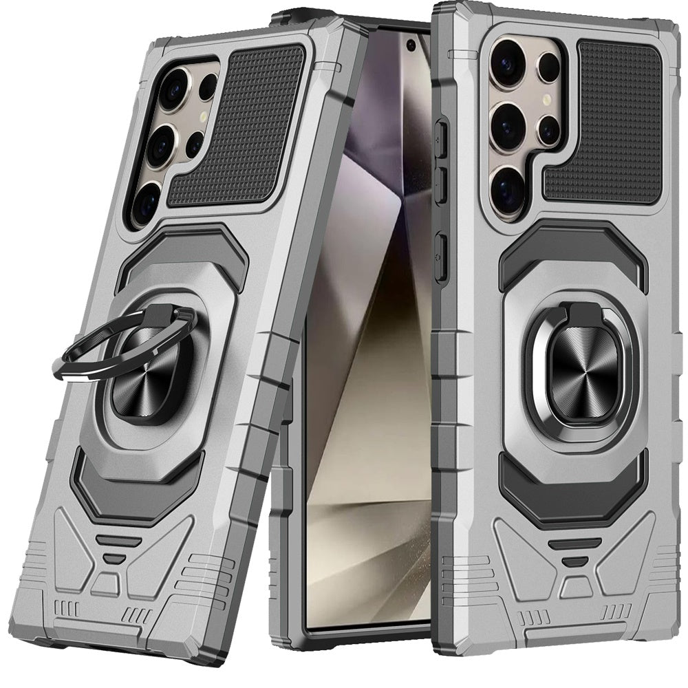 For Samsung Galaxy S25 Ultra Hybrid Dual Layer with 360° Rotate Magnetic Ring Stand Holder Kickstand TPU Rugged PC Shockproof Case Cover