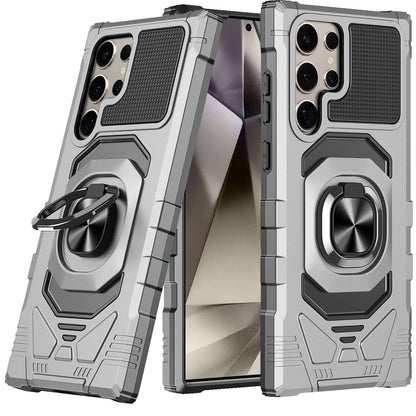 For Samsung Galaxy S25 Ultra Hybrid Dual Layer with 360° Rotate Magnetic Ring Stand Holder Kickstand TPU Rugged PC Shockproof Case Cover