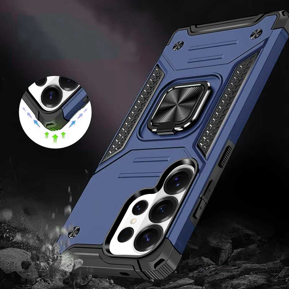 For Samsung Galaxy S26 Ultra Armor Hybrid Magnetic Stand with Ring Holder Kickstand Shockproof Heavy-Duty Durable Rugged TPU Dual Layer Case Cover