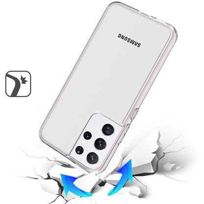 For Samsung Galaxy S21 Ultra Transparent Shock Absorption PC + TPU Rubber Gel Thick 3mm Hybrid Silicone Slim Fit Back Case Cover Clear