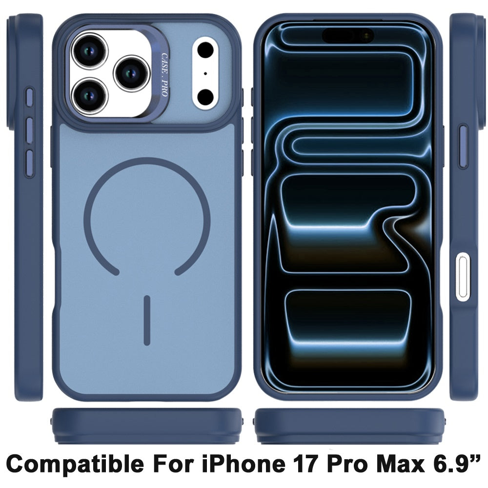 Phone Case for Apple iPhone 17 Pro Max (6.9") Premium Matte Magnetic Camera Stand Hybrid Shockproof Rugged Protective Anti Scratch Durable Grip Metal Buttons Cover