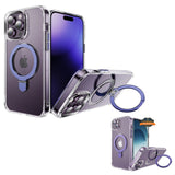 For Apple iPhone 15 Pro (6.1") Magnetic Hybrid Transparent Edge Bumper Invisible Stand [Compatible with Magsafe] Slim  Phone Case Cover
