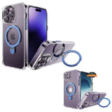 For Apple iPhone 15 Pro (6.1") Magnetic Hybrid Transparent Edge Bumper Invisible Stand [Compatible with Magsafe] Slim  Phone Case Cover