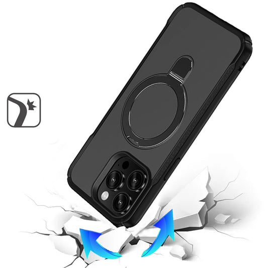 Phone Case for Apple iPhone 13 Pro Max Magnetic Ring Stand Matte Finish Shockproof Grip Slim Armor Heavy Duty TPU Protective Hybrid Cover Black