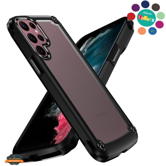 For Samsung Galaxy A26 Hybrid Transparent Rubber with Metal Buttons & Camera Edges Hard TPU Corner Frame Bumper Case Cover
