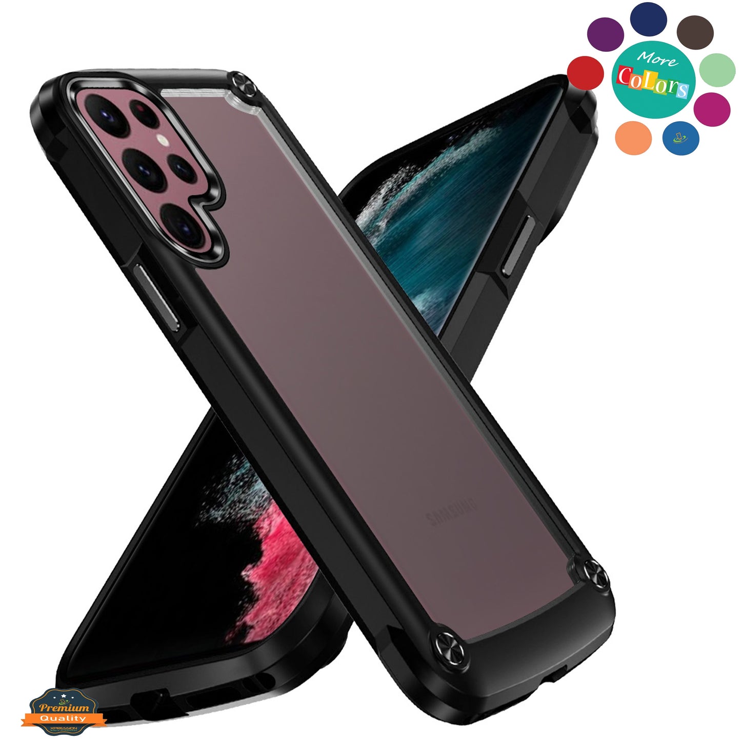 For Samsung Galaxy S26 Ultra Hybrid Transparent Rubber with Metal Buttons & Camera Edges Hard TPU Corner Frame Bumper Case Cover