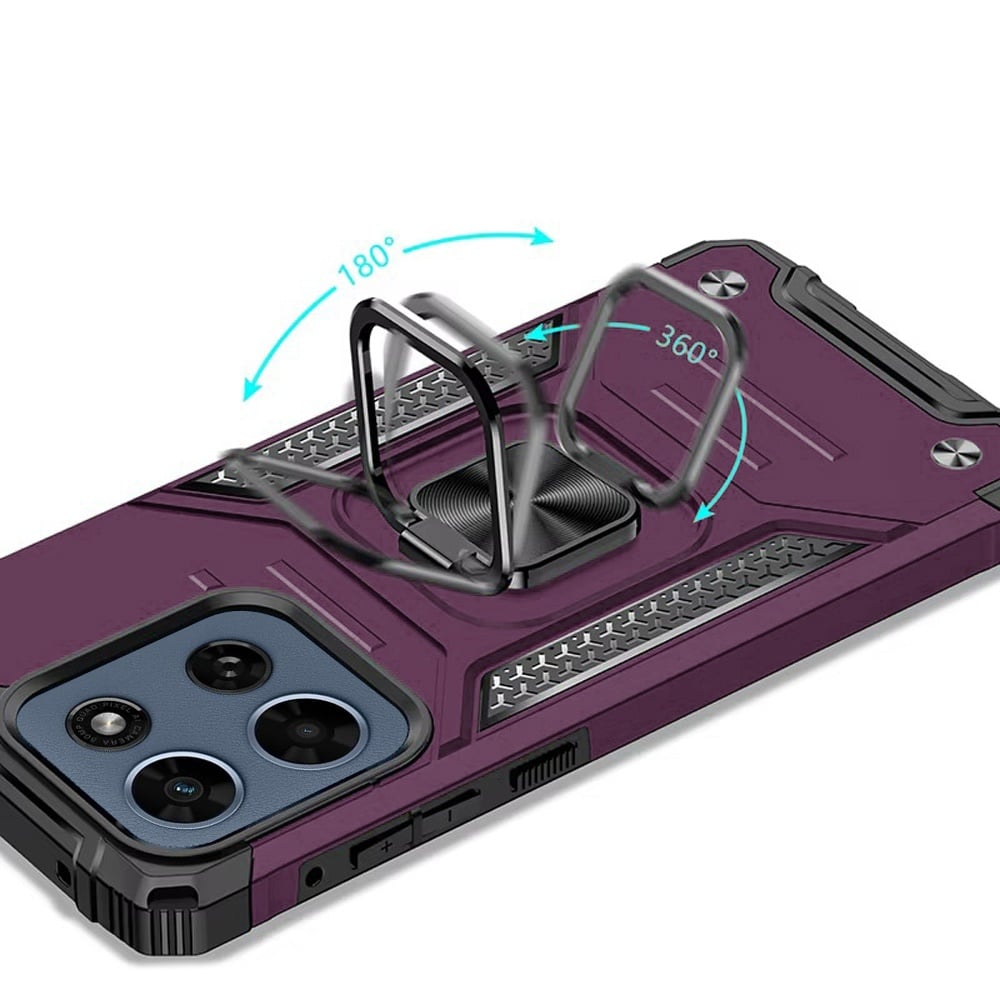 Phone Case for Motorola Moto G Play 5G 2026 Magnetic Car Mount Hybrid Ring Stand Shockproof Rugged Grip Armor Heavy Duty Protective TPU Durable Cover Purple