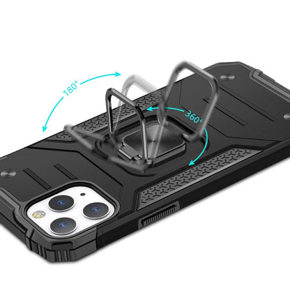 Phone Case for Apple iPhone 11 Pro Max Magnetic Car Mount Hybrid Ring Stand Shockproof Rugged Grip Armor Heavy Duty Protective TPU Durable Defender Cover Black